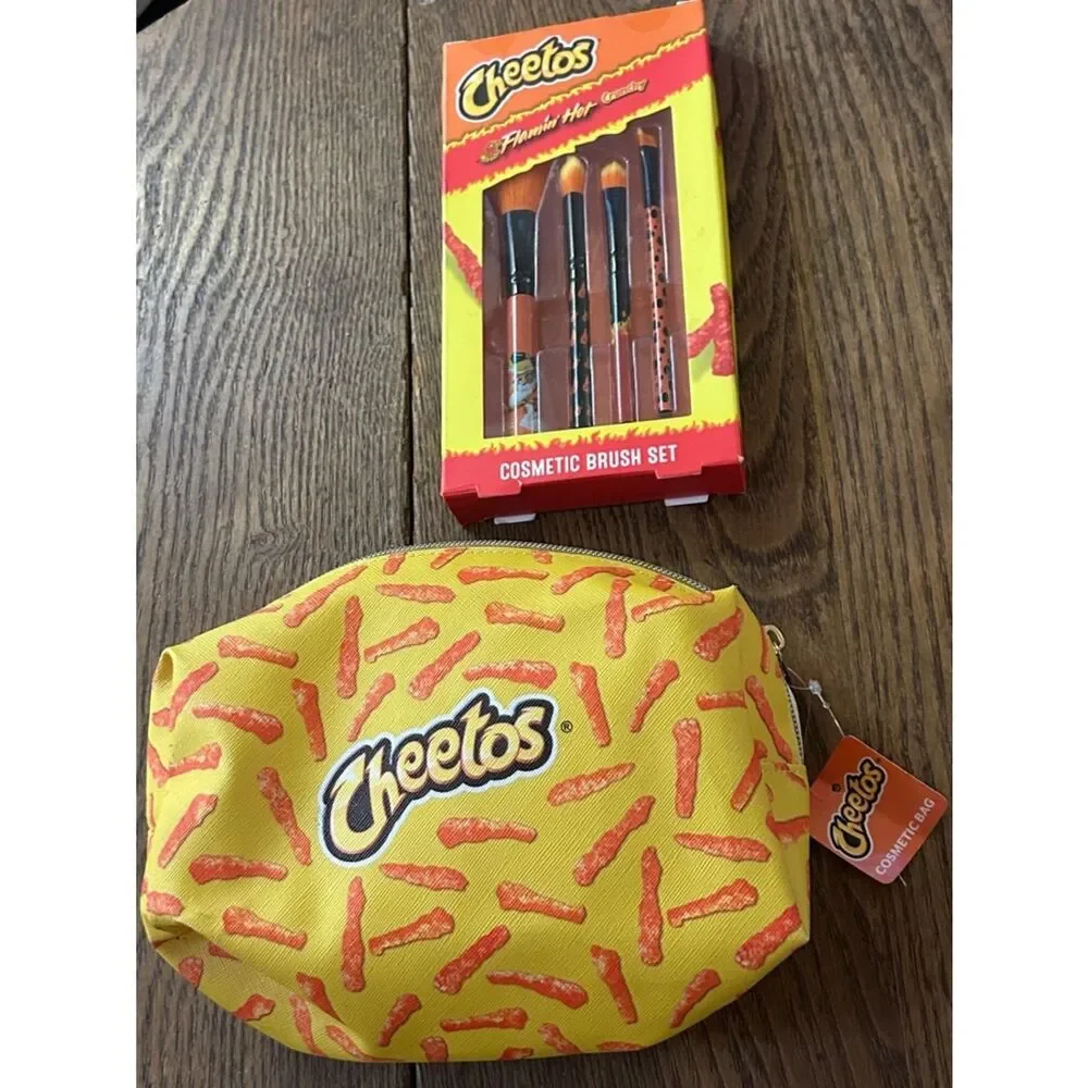 Flamin' Hot Cosmetic Brush Set -Cosmetics Bag ain’t easy being cheesy 🧀